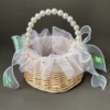Pearl Princess Woven Flower Basket Rattan Storage Basket Flower Girl Hand Basket Handmade Flower Basket For Home Wedding Decor 5