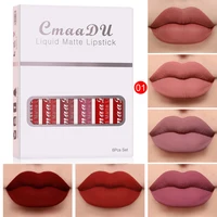 CmaaDu 6 Sticks Long lasting waterproof moisturizing non-stick cup mouth red matte lip gloss 1