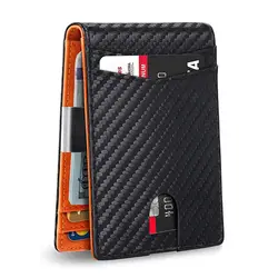 Carbon Fiber Leather Engraved Men's Wallet - Personalized Anti - Theft Cardholder Gift (Carbon Orange)