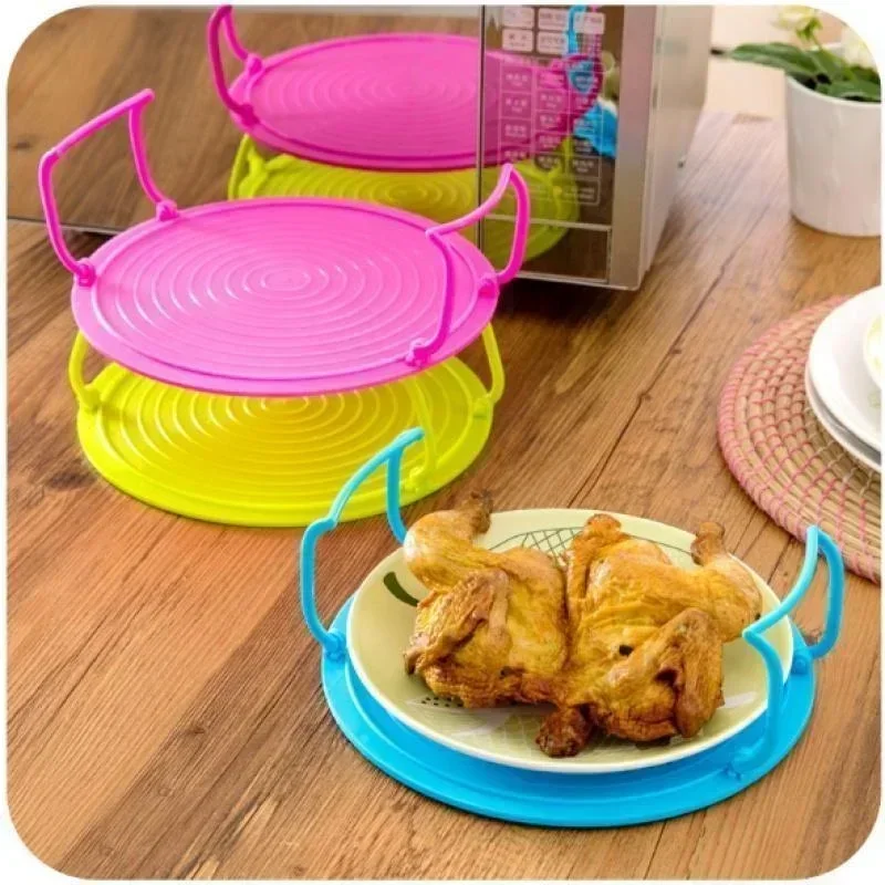 Round Foldable Kitchen Accessory Steaming Dish Environmentally Friendly Tray Rack for Microwave Oven storage tray kitchen tray
