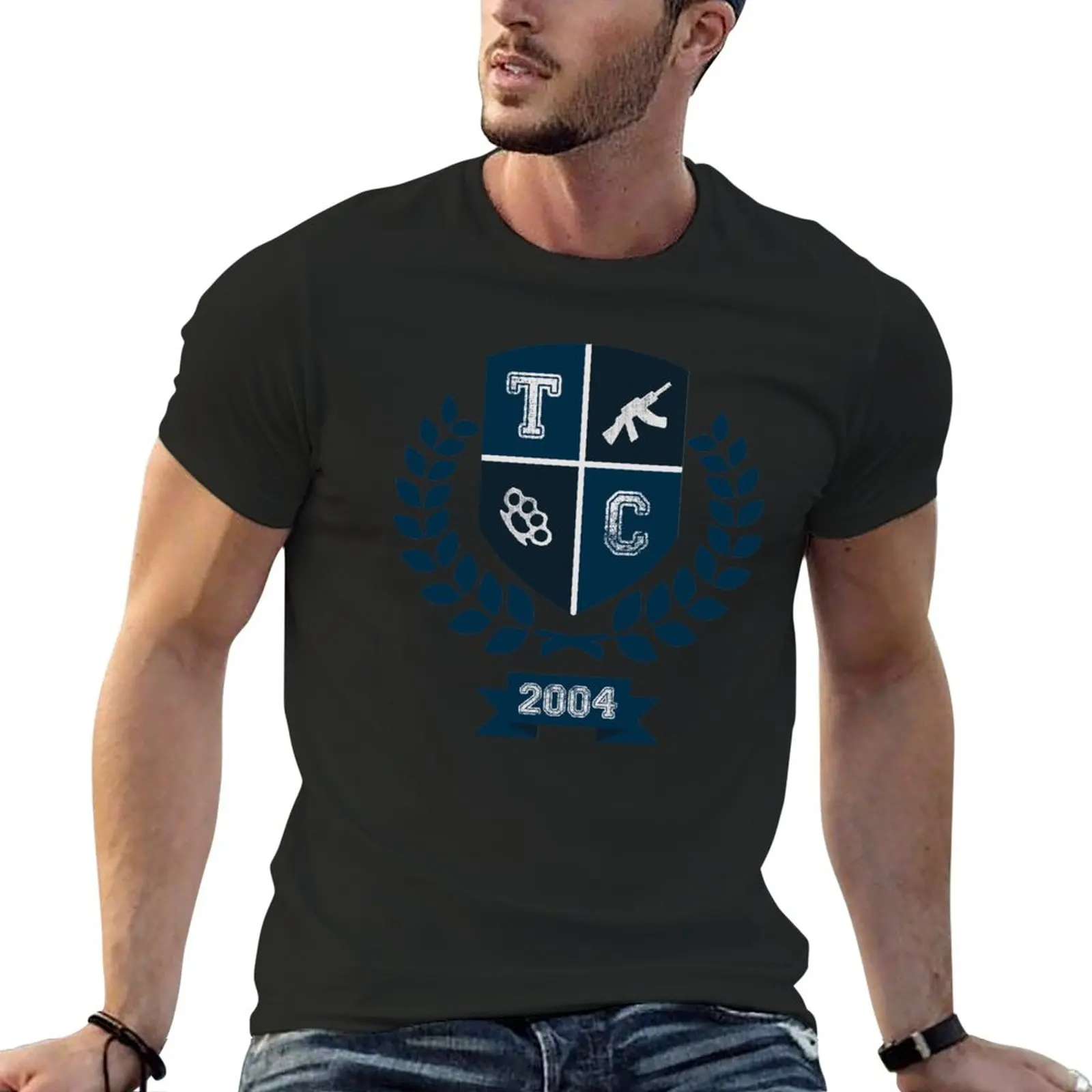 

Torn College Crest T-Shirt summer top tops mens t shirts casual stylish