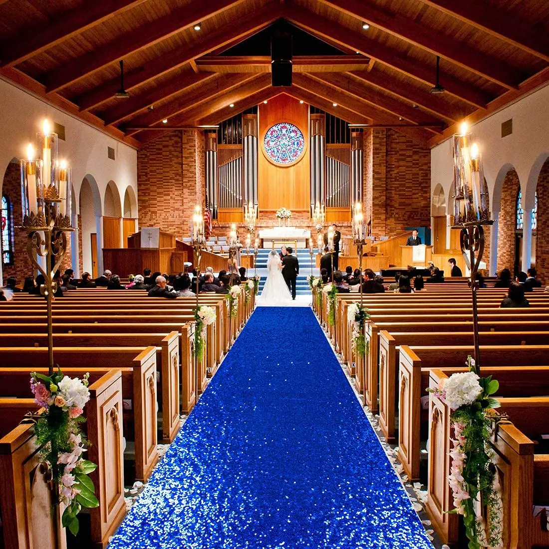 Blue Aisle Runner-2FT/4FTx15FT-Sequin Aisle Runners Carpet Outdoor Bridal Runner for Wedding Ceremony -Royal Blue