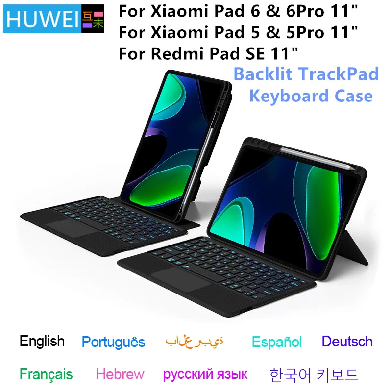 Huwei-capa de Teclado Mágico para Xiaomi Pad Capa para Tablet Espanhol Português Xiaomi Pad Pro Redmi Pad se 11