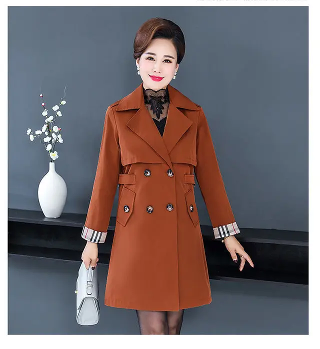 long black puffer Middle-age Elderly Spring Autumn Coat 2022 New Women Autumn Mid-length Trench Coat Women Loose Plus Size 5XL Windbreaker Jacket down coats & jackets