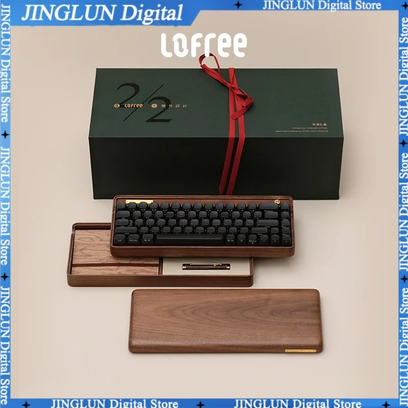 

Lofree Half Full Mechanical Keyboard Walnut Solid Wood Small Warp Wireless Bluetooth Stationery Gift Box Keyboard Pen Notepad Co