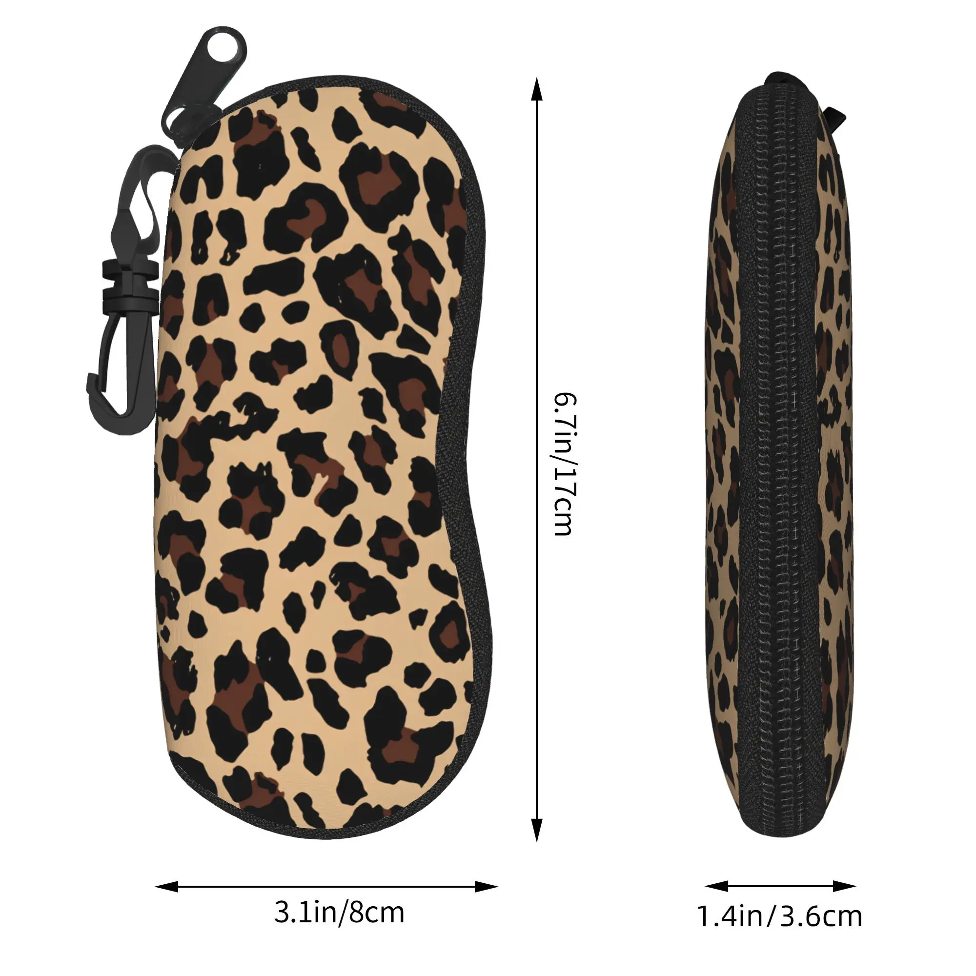 Leopard Print Stylish Eyewear Case with Zip Closure