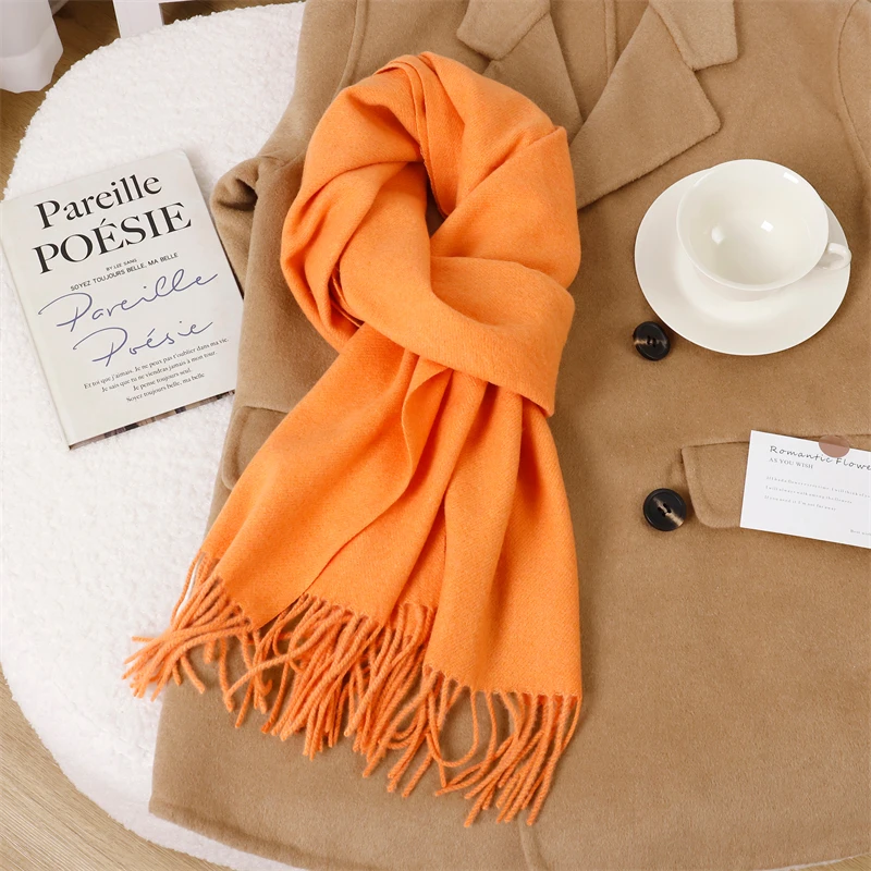 70 farbe Solide Winter Frauen Schal Warm Verdicken Kaschmir Schal Außen Quasten Pashmina Dame Wrap Winddicht Schals Mode Luxus – Detail 22