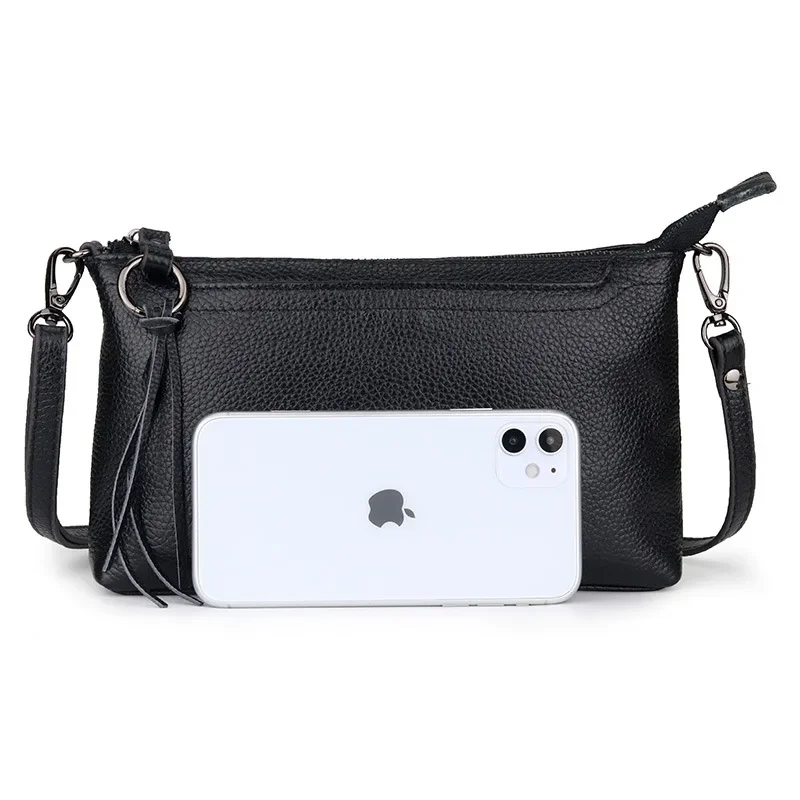 Small Genuine Leather Women Crossbody Bag Mobile Phone Purse Bags Versatile Female Messenger Bags for Women