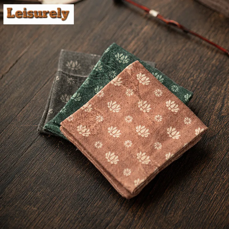 Lotus Rectangular Tea Towel Ancient Tea Cup Mat Tea Cup Pad Tea Napkins Household Tea Cloth Chinese Tea Set Accessories Craft