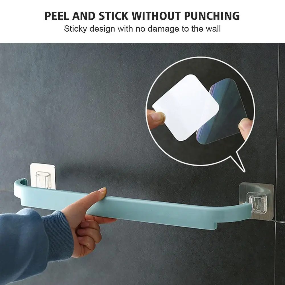 Adhesive Towel Rack Bathroom Kitchens Free Punching Rail Rack Towels Hanger Holder For Kitchen Bathroom Organizer Accessories