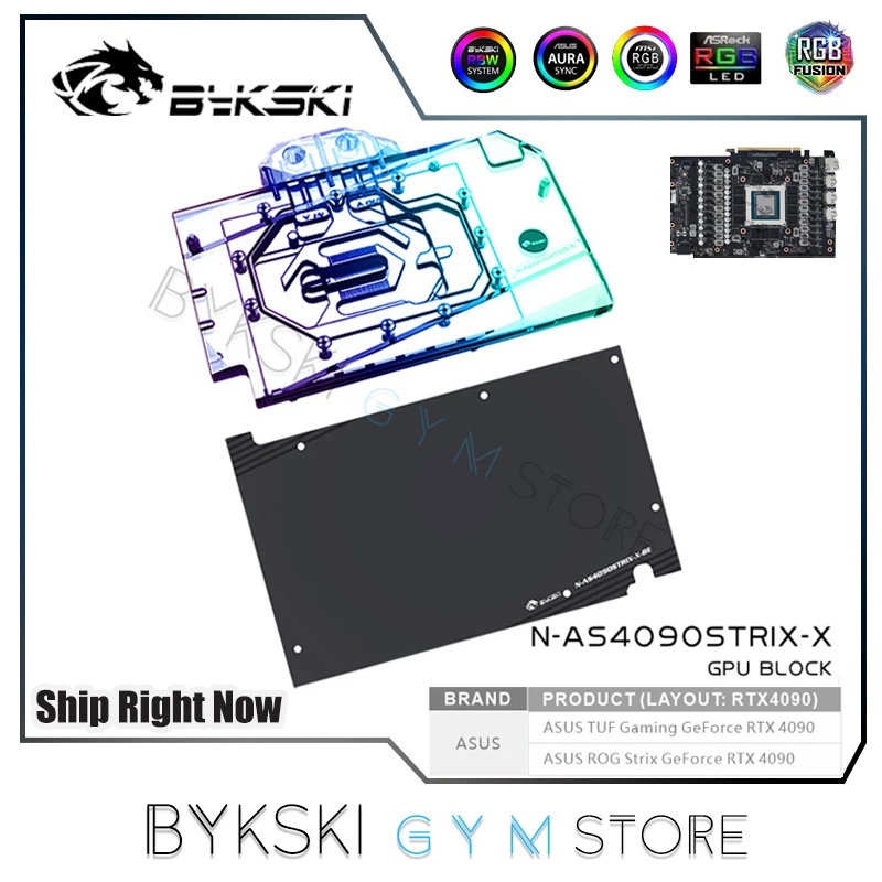 Bykski Rtx4090 Vga Watercooler Per Asus Rog Strix / Tuf 4090 Gpu Water Block, Rgb/Argb N-As4090Strix-X