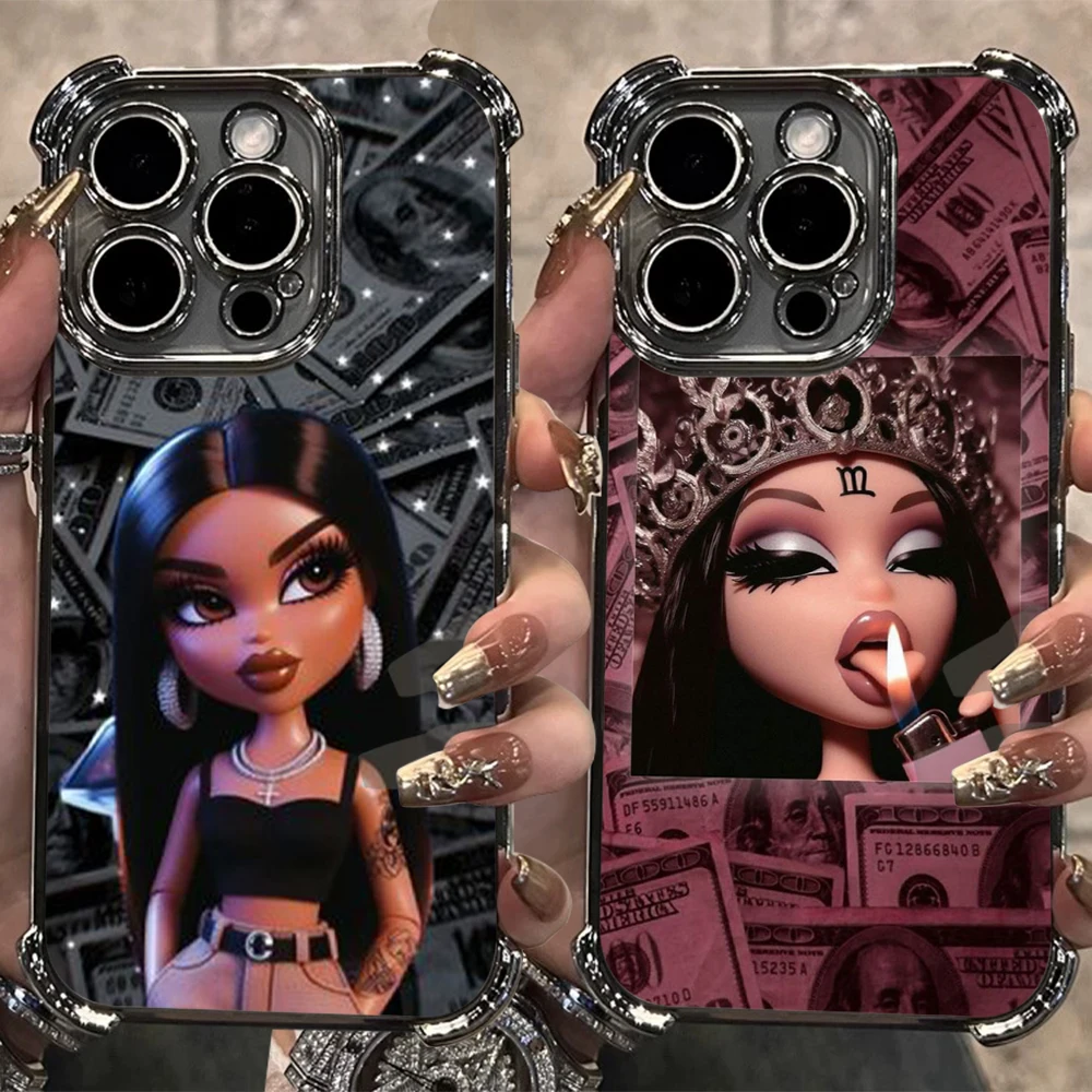 Anime Fashion Lovely Doll Bratz Plating Phone Case - Anti Airbag Protection
