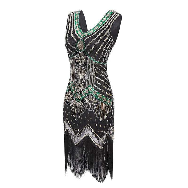 20s Plus Size S-4XL Women 1920s Gastby Sequin Art Embellished Fringed Flapper Dress Party Costumes 5