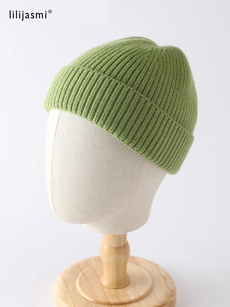 Knit Trawler Beanie Women Soft Stretch Yarn Watch Caps Men Simple Ribbed Fisherman Beanies Thick Unisex Kid's Warm Dockers Hat 4
