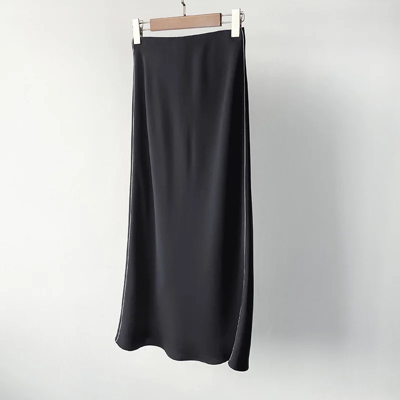 

Summer Simple Solid Color A-line Slimming All-match Acetic Acid Solid Color Drape Long Skirt