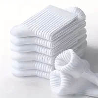 6 paires de chaussettes mi-mollet à motif vertical de couleur pure pour hommes, chaussettes noires polyvalentes pour les affaires toutes saisons, respirantes 2