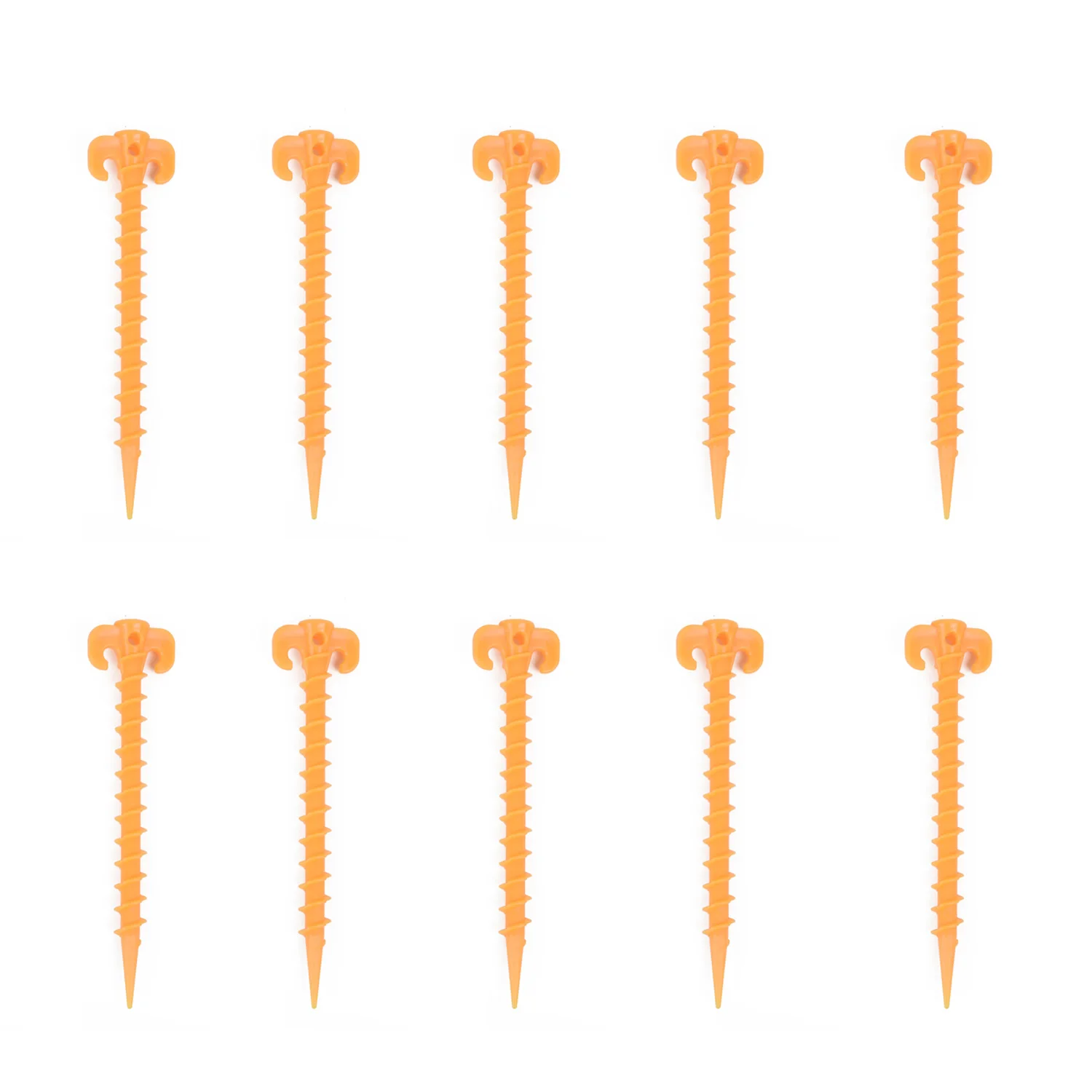 

10pc Tent Pegs High Quality PP Plastic Yellow Ultra-light Strong Screw Spiral Tent Peg Stakes Nail Outdoor Camping Awning Pins