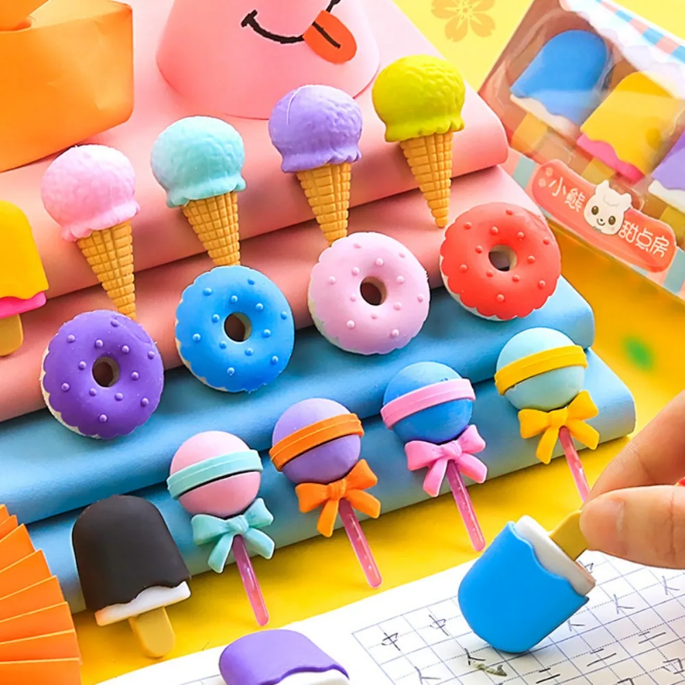 

Cartoon creative dessert ice cream eraser cute children's painting eraser learning stationery eraser clean and traceless