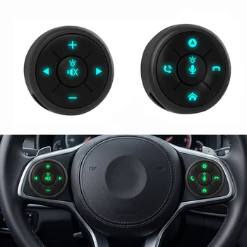 Telecomando Wireless Bluetooth a 10 Tasti per Volante Auto, Pulsante Intelligente GPS, Controllo Volume, Vivavoce per Telefono
