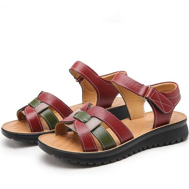 

Сандалии ZXRYXGS женские из натуральной кожи, мягкая нескользящая подошва, плоская подошва, удобные босоножки для мам, лето 2024