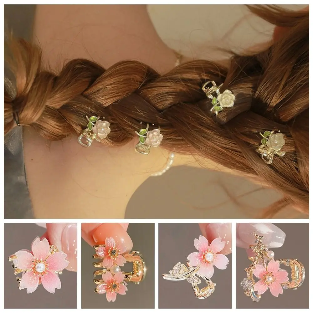 

2PCs Multicolor Flower Hair Clips Gift Mini Tulip Sakura Headdress Clamps Cute Peach Blossom Chic Hairpin