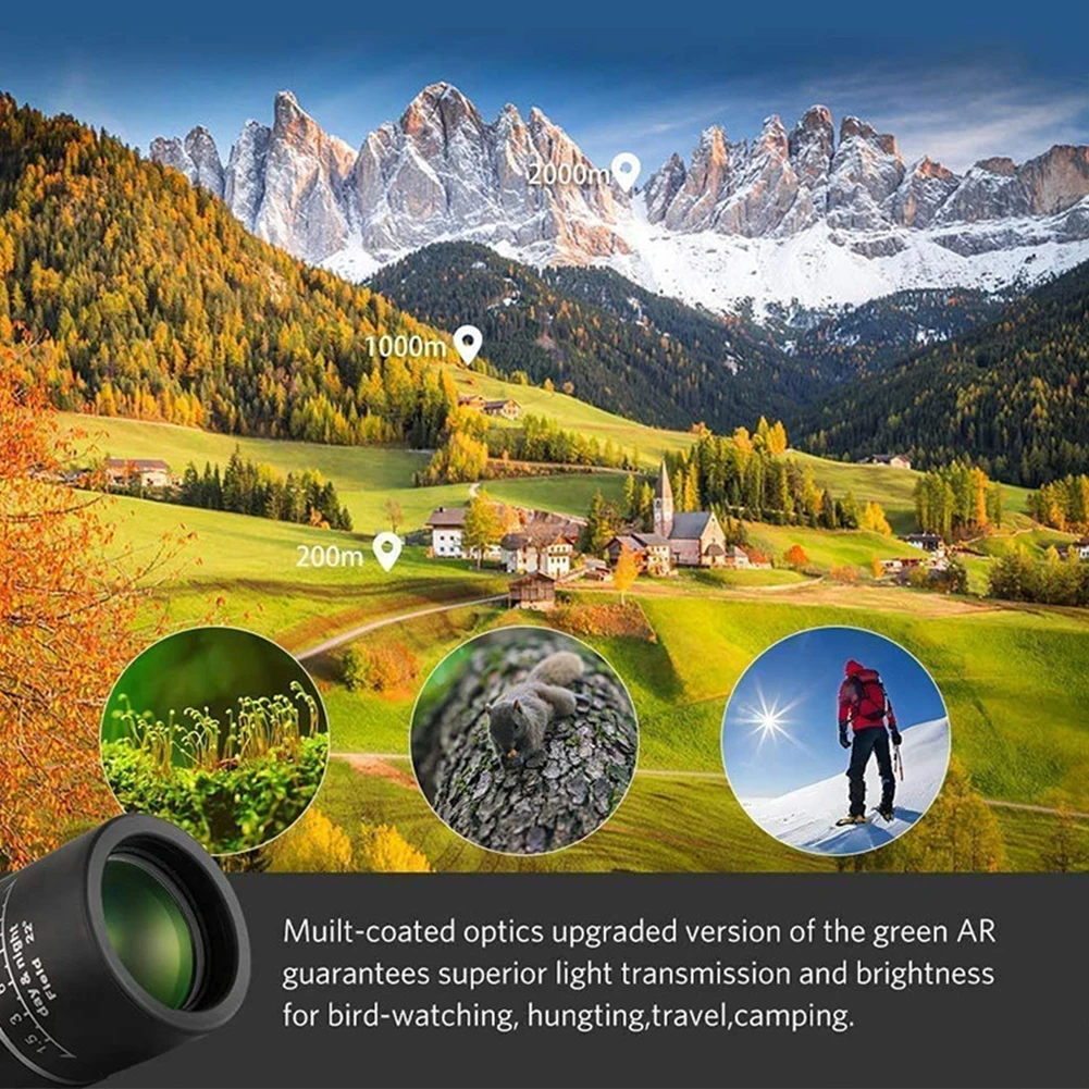 Optics Bak4 Telescópio Visão Noturna Monocular Portátil de Alta Potência Telescópio para Caça ao ar Livre Observação Aves Golfe 40x60 hd Telescópio e binóculos 15 High Quality Ferramenta