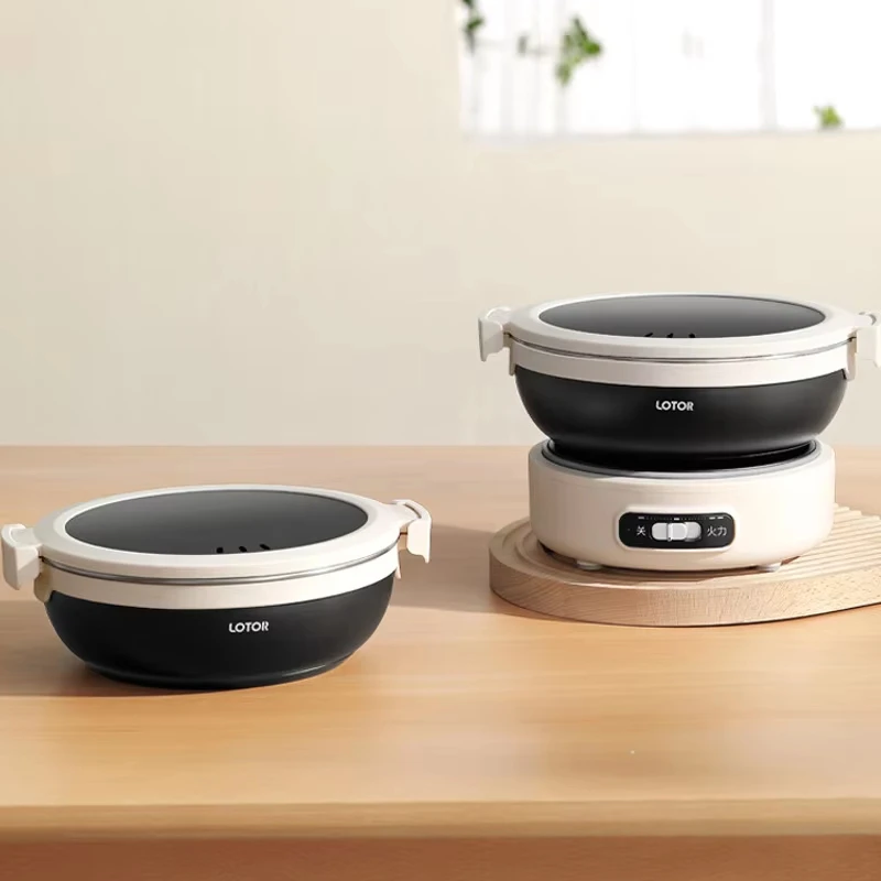1.2L Folded Electric Cooking Pot Portable Multicooker 304 Stainless Steel 500W