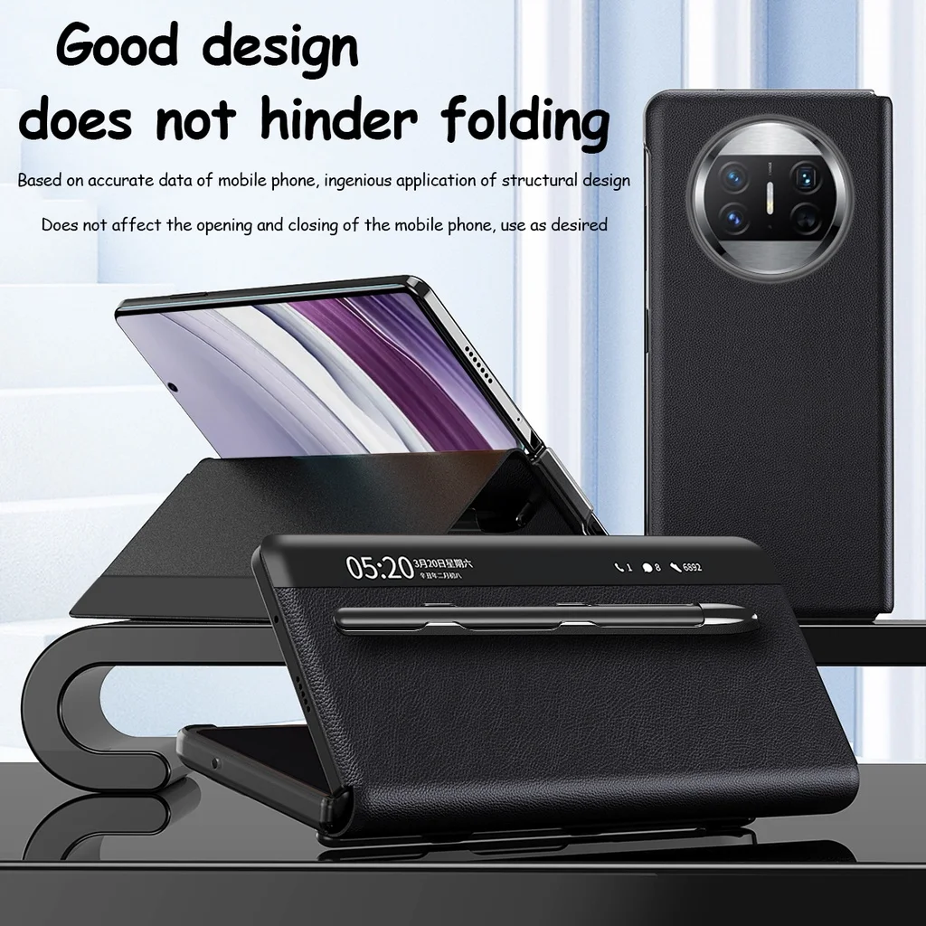 With Touch Pen Slot Cover For Huawei Mate X5 Case Leather Smart View Windows Protection For Huawei Mate X 5 5G