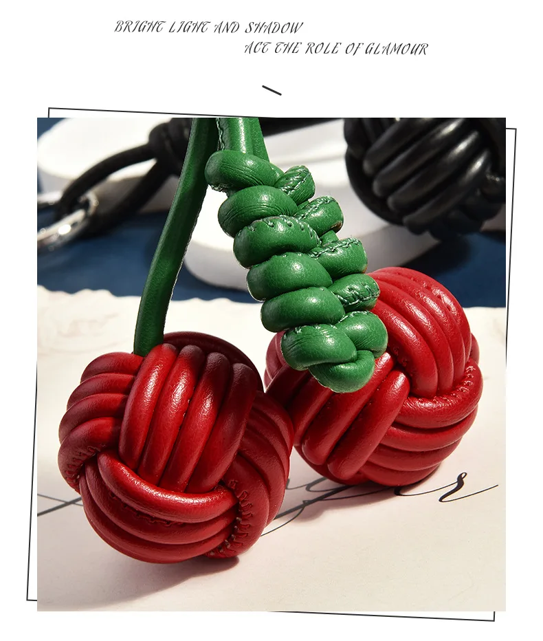 New Fashion Woven Cherry Personalized Bag Accessories Delicate Cute Woven Ball Bag Decoration Women's Bag Pendant Holiday Gifts