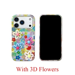 3D Colorful Flower Glitter Shockproof Phone Case - Enhanced Protective Back Cover - iPhone 15 (01 3D Flower)