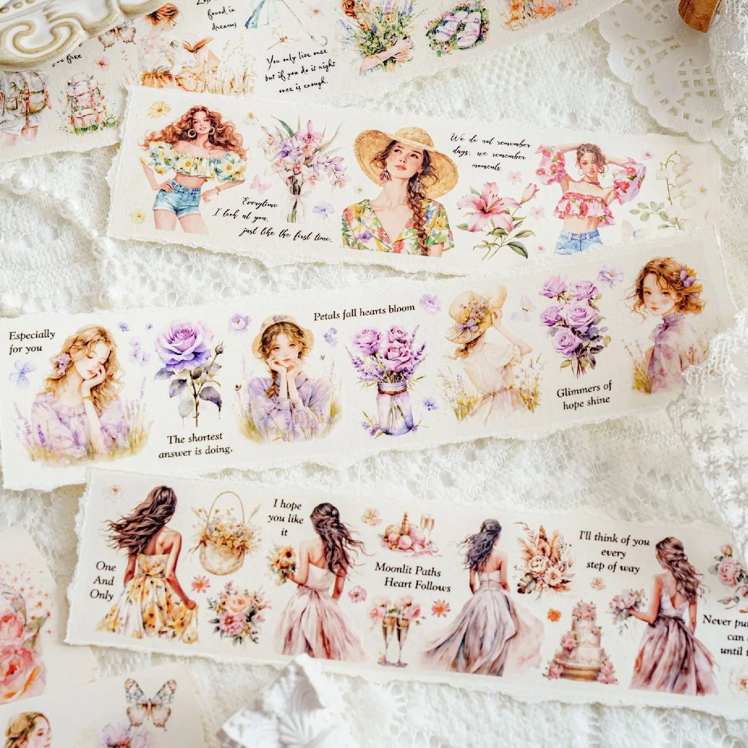 200cm/roll Waterproof PET Tape Literary Girl Daily Life Scene Hand Tent Card Mug Collage Material DIY Greeting Card Decoration 2