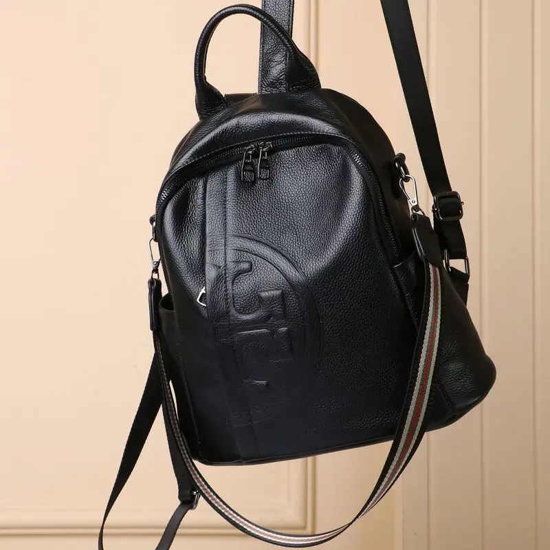 Women Travel Leather Backpack Real Cowhide Backpack Female Bag Genuine Leather Bag Student Schoolbag