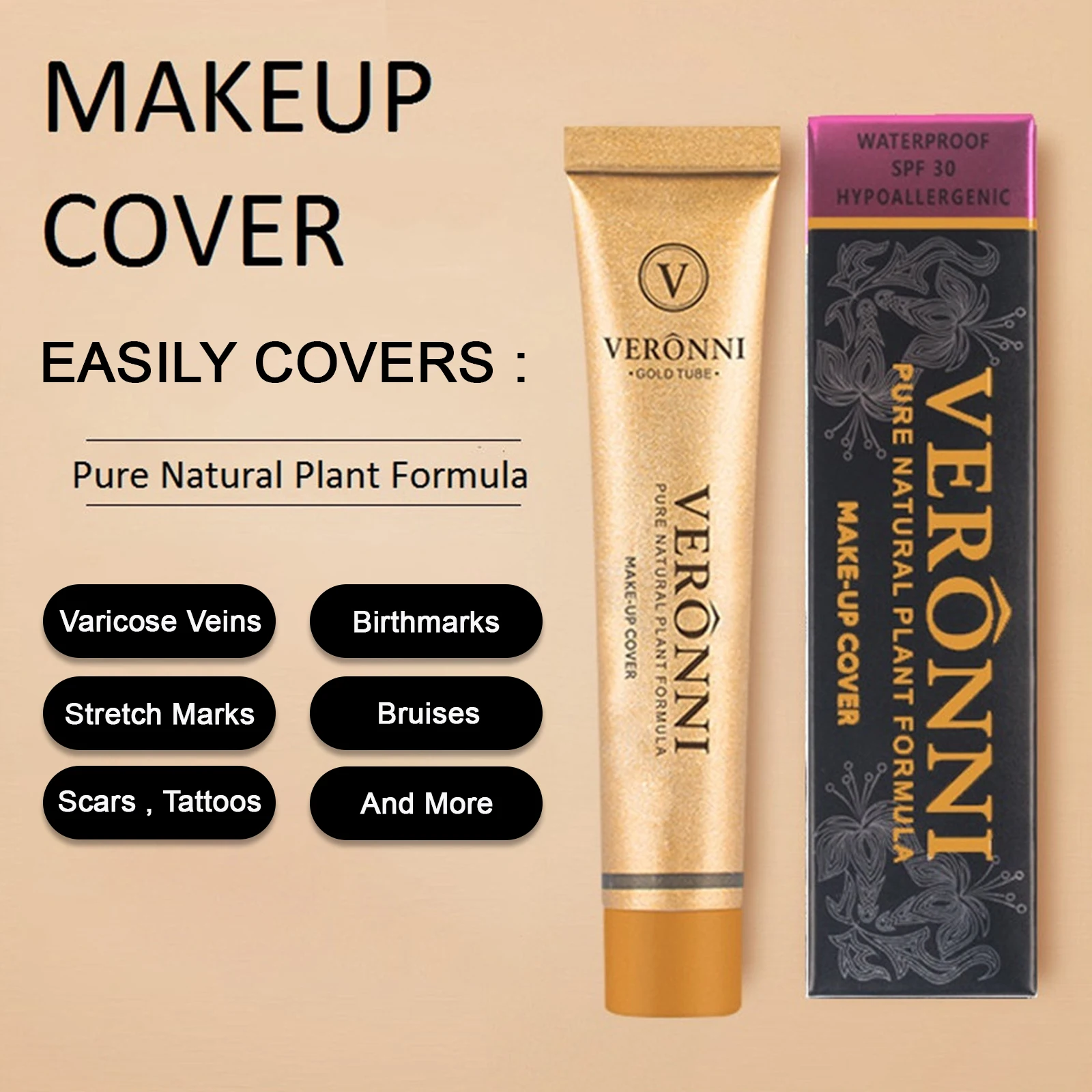 VERONNI Brand Maquiagem Liquid Concealer 30g Flawless Waterproof Body Tattoo Makeup Cover Foundation Face Cosmetics Make Up Base