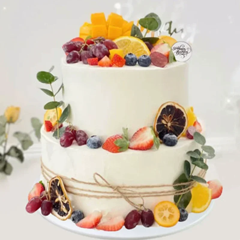 Double Layer Silicone Foam Simulation Cake Model, 6/8-inch Fake Birthday Cake Window Display Sample, Dessert Table Decoration