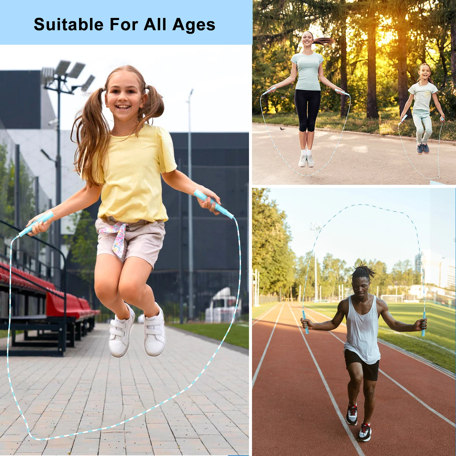 KOOTION Soft Beaded Skipping Rope Plastic Segmented Jump Rope Indoor And Outdoor Sports Skipping Rope For Fitness Training