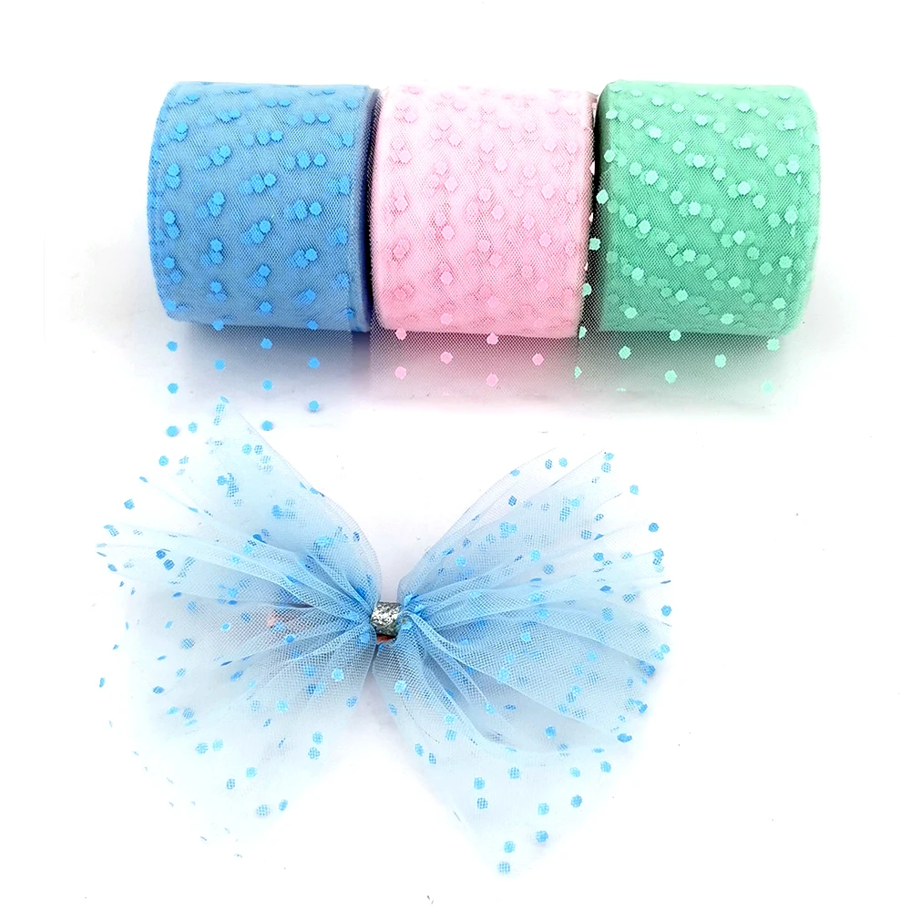 Tulle Craft Fabric 6cm 25Yards Dot for Baking Wedding Birthday