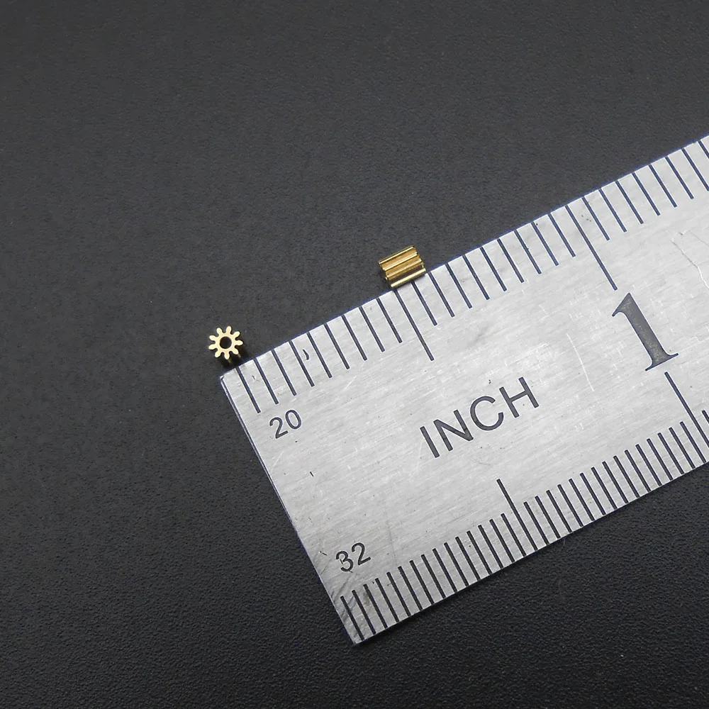 New DIY 0.2M 9T 9T0.78A Small Brass Gear Spur Spindle Pinion 0.2 Modulus Bore Hole Aperture 0.78MM 9 Teeth OD 2.2MM L H 2.5MM