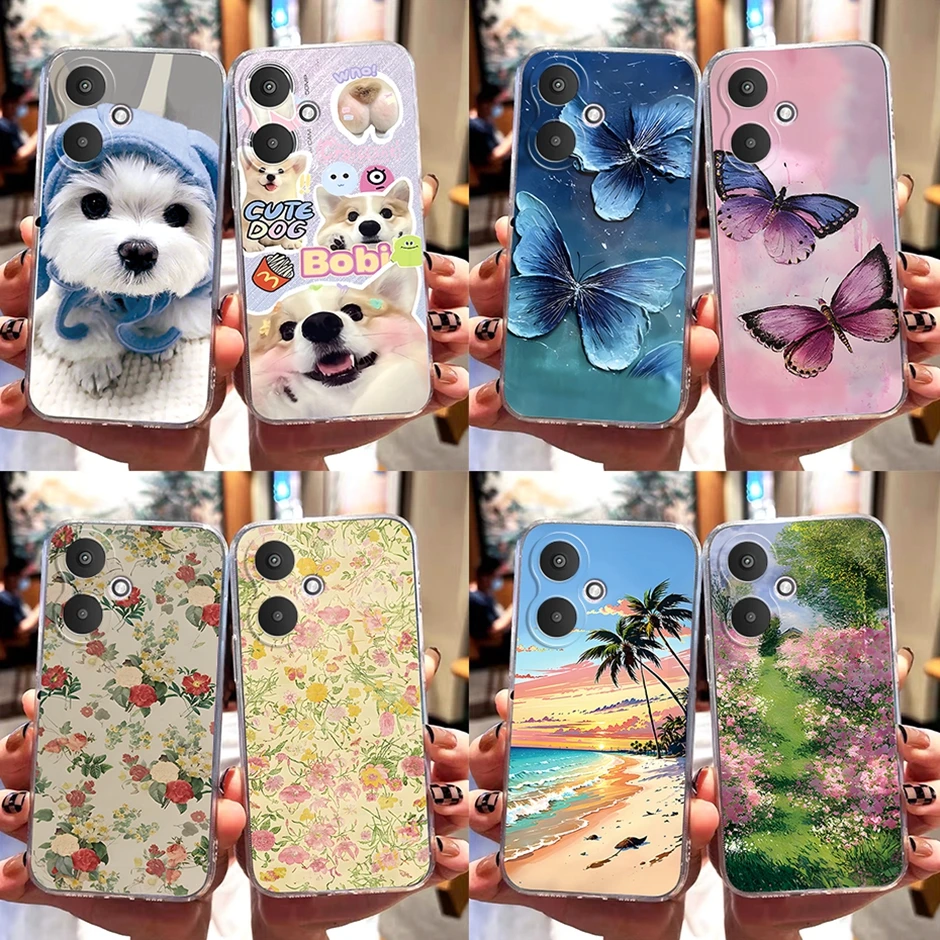 Custodia Protettiva Per Xiaomi Redmi 13C 5G Custodia Morbida Per Xiaomi Redmi 13C 5G Custodia Morbida Trasparente Per Fiori Di Gatto Custodia In Silic