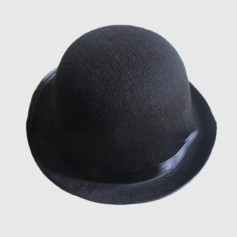 Bowler Hat Vintage Felt Derby Hat For Men And Women Round Cloche Upturn Brim Church Hats With Black Ribbon Derby