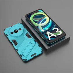 Ultimate Shockproof Armor Case with Magnetic Stand for Redmi A3 - Rugged PC Back Protection (Blue)
