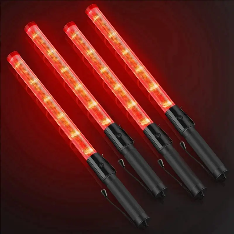 【HAPPY】16팩 교통 지휘봉 21인치 LED 교통 통제 지휘봉 2가지 점멸 모드가 있는 안전 조명 지휘봉 에어 마샬링 신호 지휘봉