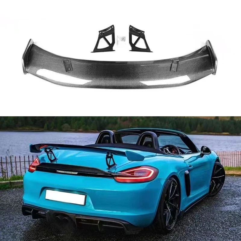 

Задние крылья автомобиля, подходят для Porsche Cayman 981 Boxster GT4, Внешнее украшение автомобиля, задний спойлер из углеродного волокна, задние крылья