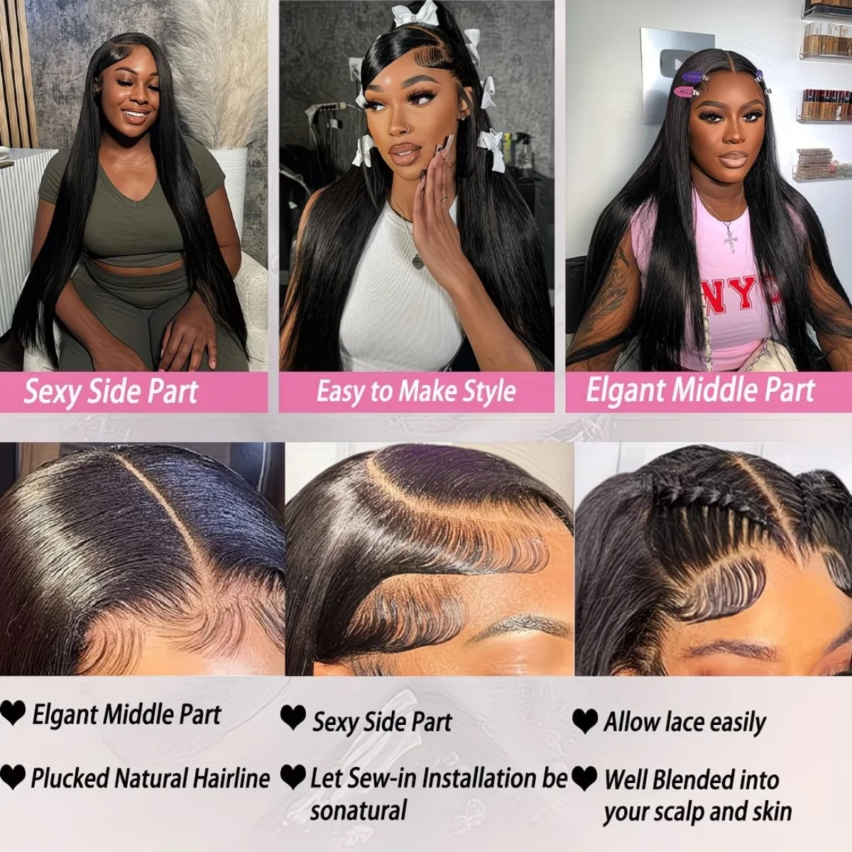 Fabrikpreis Echthaar-Perücke 13x6 Lace Frontal Vorgezupft mit Babyhaar - 250 Dichte Lace Front Echthaar-Perücken – Detail 7