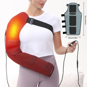 Protezione Riscaldata per Spalla e Braccio con 3 Modalità di Vibrazione e Impastamento, Cura dell'Artrite, Sollievo dalla Rigidità del Gomito, Recupero da Lesioni Sportive