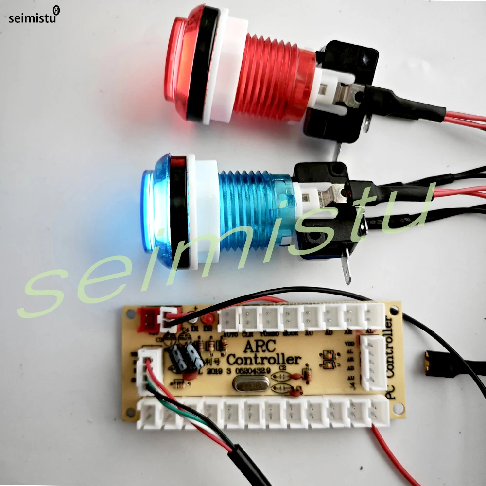 DIY PC 라즈베리 파이 아케이드 조이스틱 게임 키트 LED 푸시 버튼 아메리칸 스타일 조이스틱 USB 인코더 케이블 Mame 2 플레이어