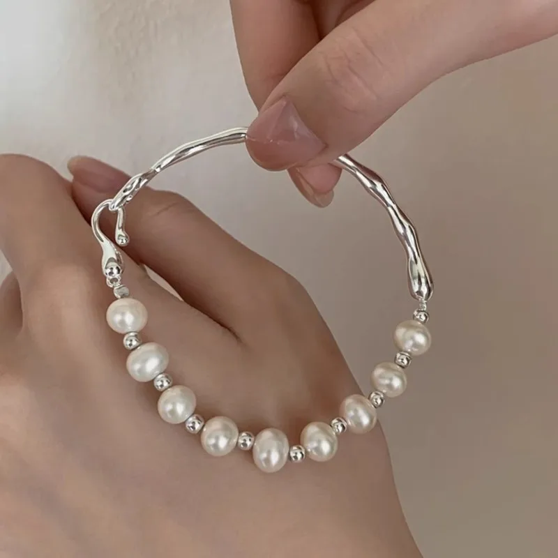 Elegant Baroque Pearls Bracelet for Women Ladies Splicing Simulated-pearl Creative Handmade Chain Jewelry Gifts