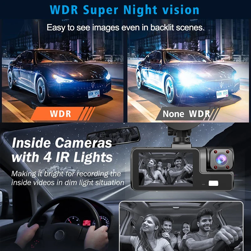 1080P HD WIFI Car DVR 2/3 Channel Dash Cam for Cars Camera Video Recorder Front Rear View Camera Black Box Car Assecories