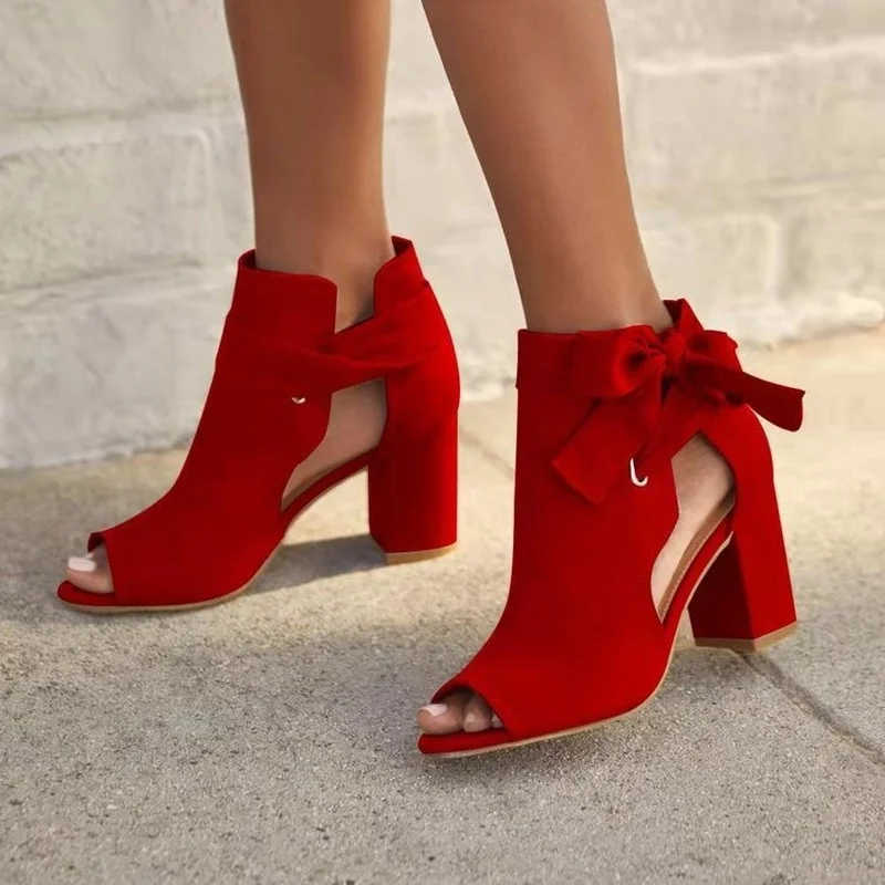 

Women High Heels Sandals Shoe 2023 Summer Retro Peep Toe Heel Lace Pumps Rome Sandalias