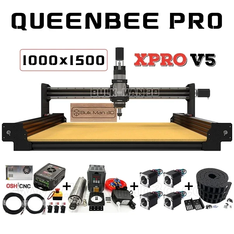 

20%OFF BulkMan3D Black 1000x1500 QueenBee PRO CNC Full Kit with xPRO V5 GRBL Control System CNC Wood Router Wood Working Machine