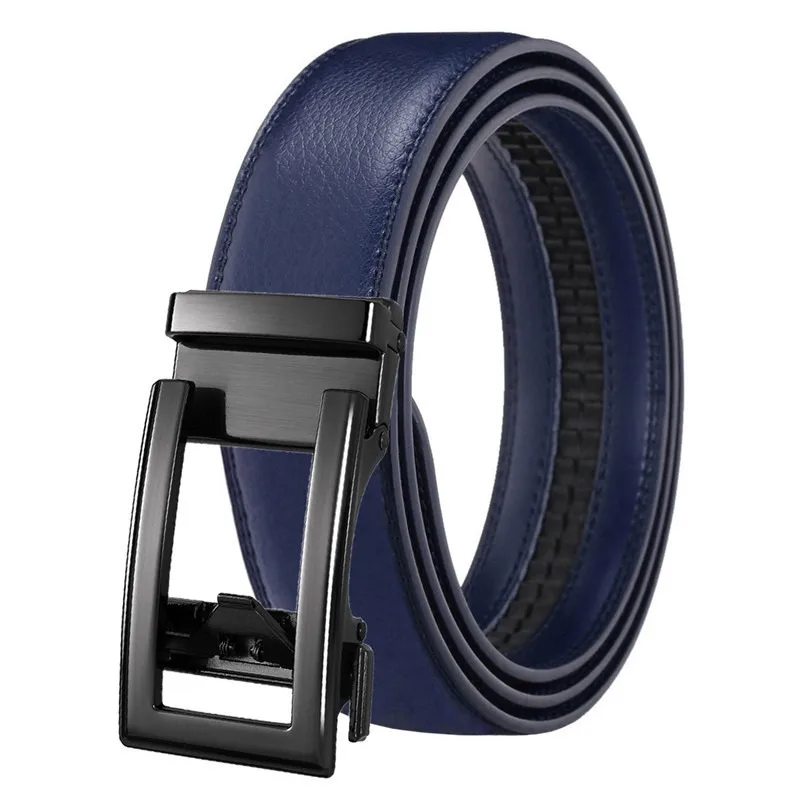 Luxury Men's Leather Belt - High Quality Designer Craftsmanship in White, Blue, Red, Brown